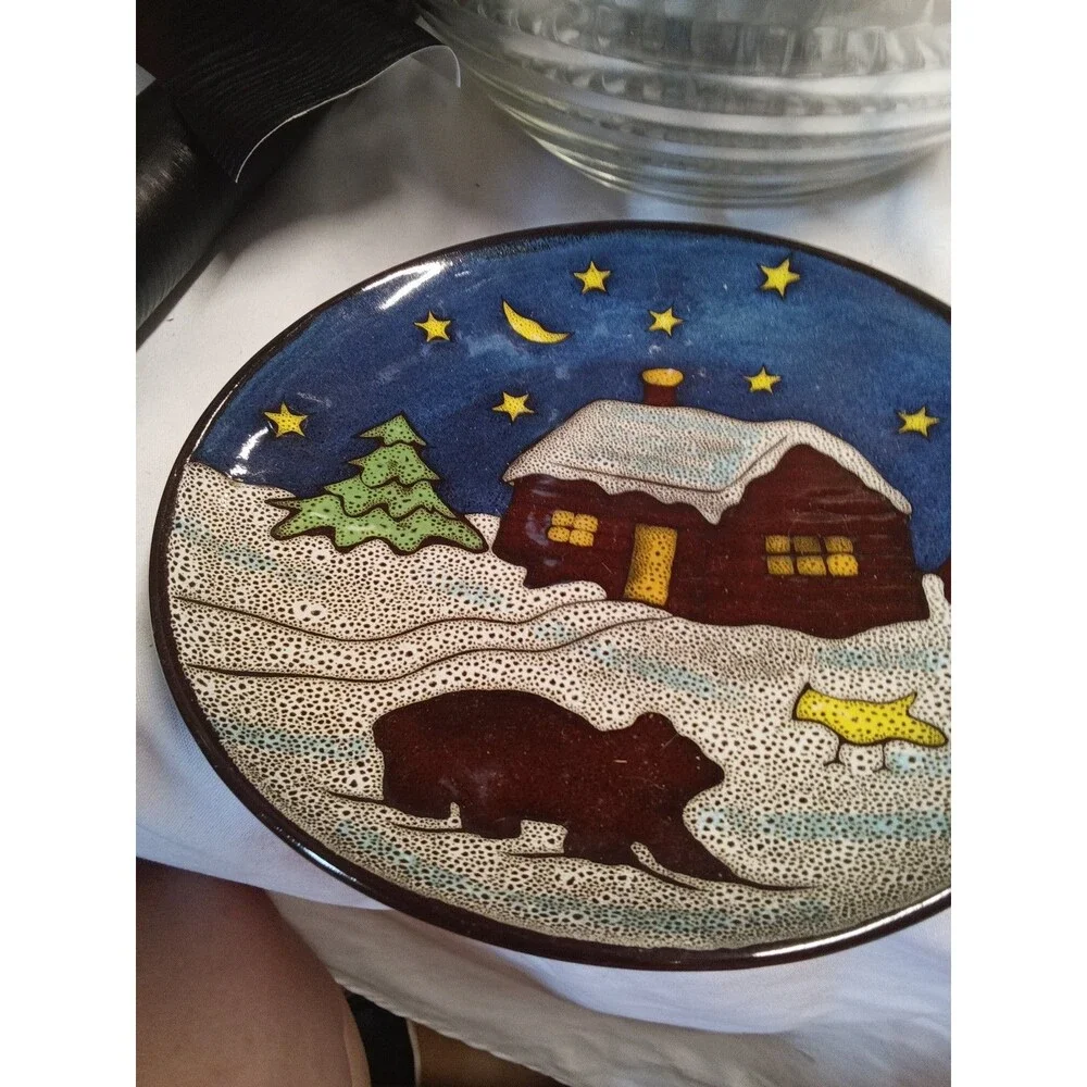 Decorative Ceramic Plate with Winter Scene - 25% Off 5+ Items